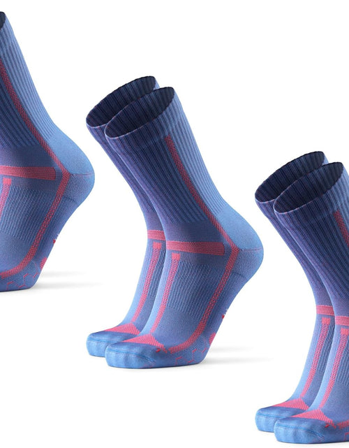 Load image into Gallery viewer, Long Distance Crew Running Socks, Moisture Wicking, Cushioned &amp; Anti-Blister, 3 Pair Pack for Men &amp; Women
