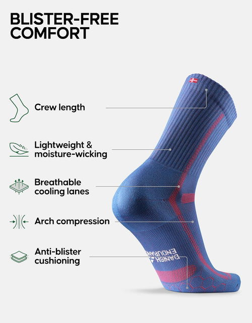 Load image into Gallery viewer, Long Distance Crew Running Socks, Moisture Wicking, Cushioned &amp; Anti-Blister, 3 Pair Pack for Men &amp; Women
