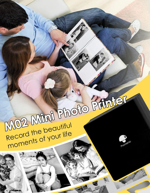 Load image into Gallery viewer, Mini Sticker Printer - M02 Wireless Pocket Printer, Compatible with Ios &amp; Android, Photo Printer for Phone, for Fun Christmas Sticker, DIY Journal, New Year Gift, Black

